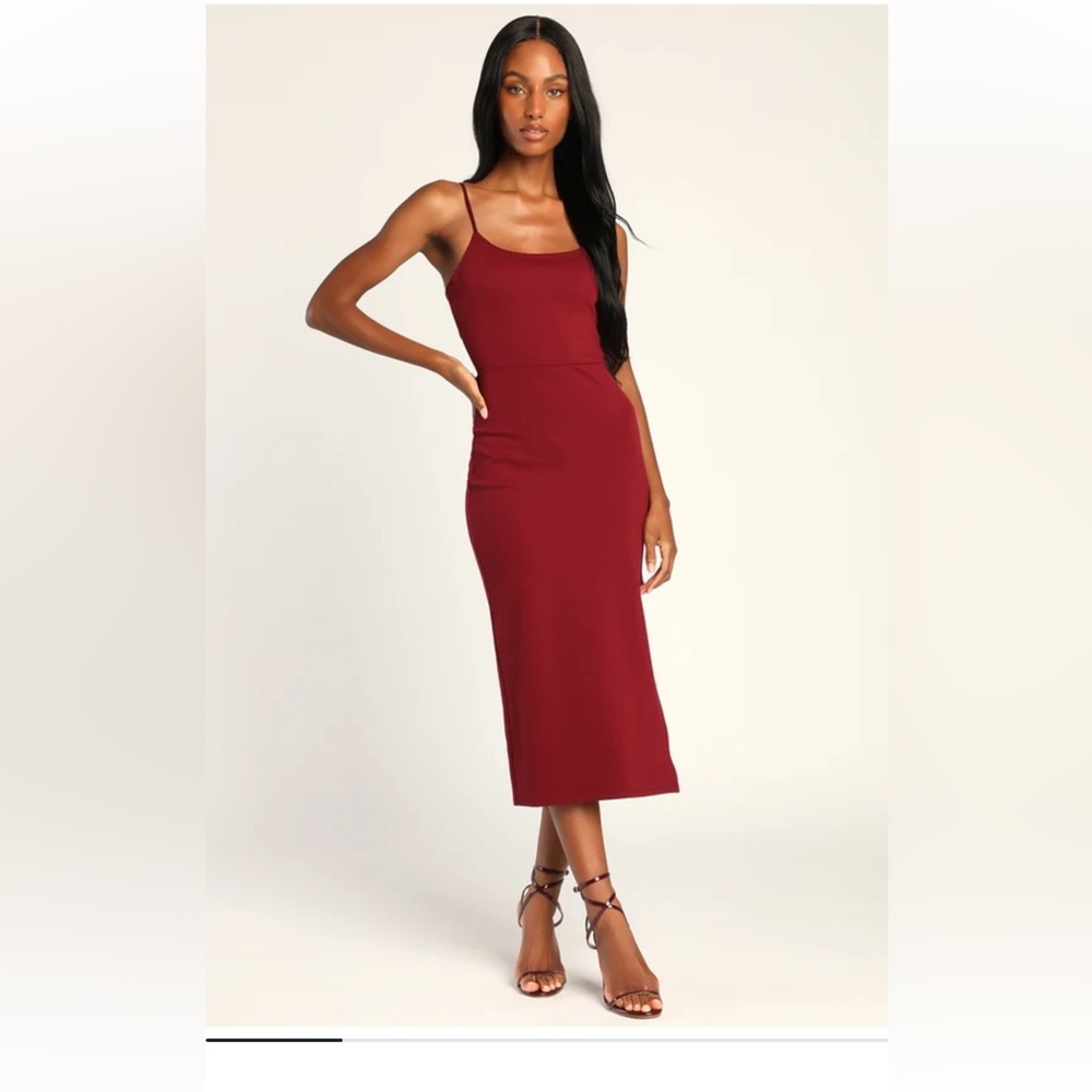 NWT Lulus Always On Your Mind Red Backless Bodycon MIDI Dress